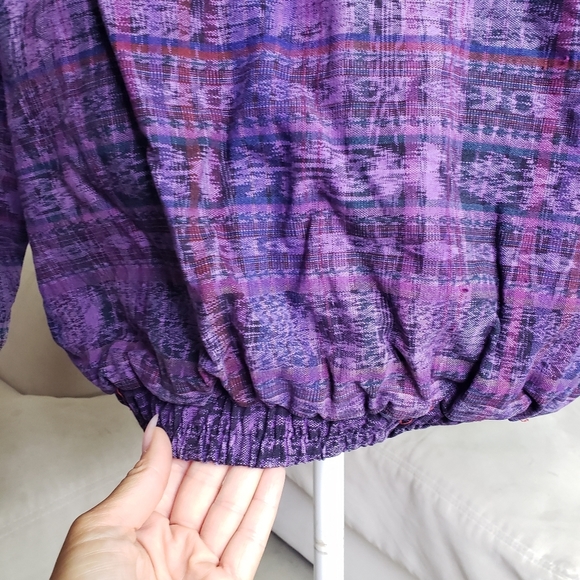 Guatemalan Cotton Purple Embroidered Zip Front Knit Coat - Picture 5 of 11